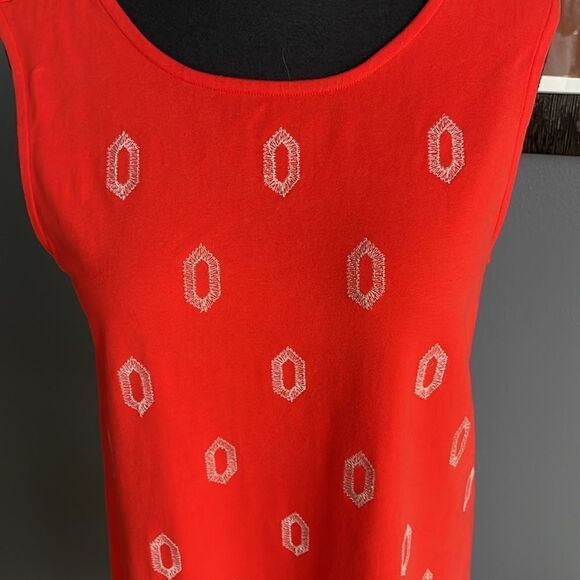 Nic + Zoe poppy stretch knit embroidered medallion shirt midi dress. Small. - Picture 4 of 8